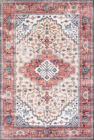 Rust 2' 6" x 8' Sammie Vintage Medallion Washable Rug swatch