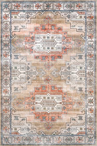 Tan 4' x 6' Maye Persian Washable Rug swatch