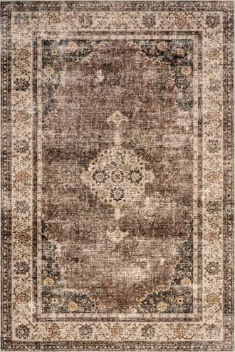 Dark Brown 5' x 8' Rosewood Vintage Washable Rug swatch