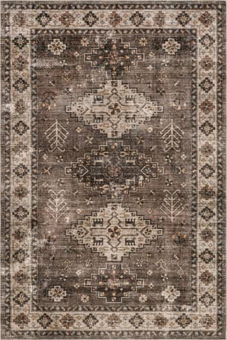 Dark Brown Barbary Distressed Washable Rug swatch