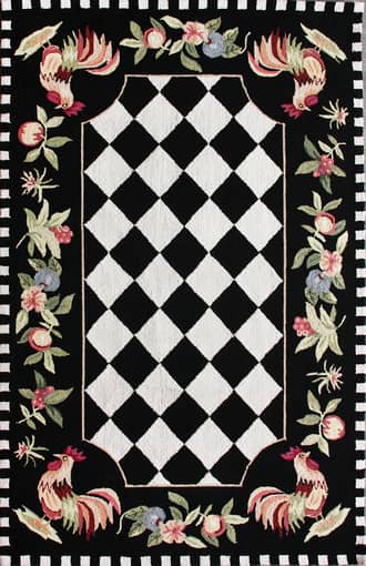 Black 6' Rooster Rug swatch