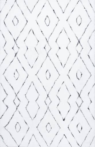 White Double Diamond Lattice Shag Rug swatch