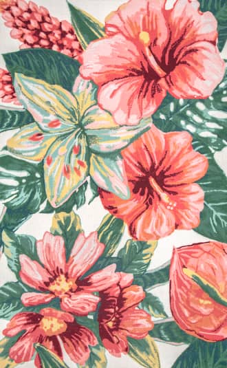 Multicolor 2' 6" x 8' Lush Hibiscus Indoor/Outdoor Rug swatch