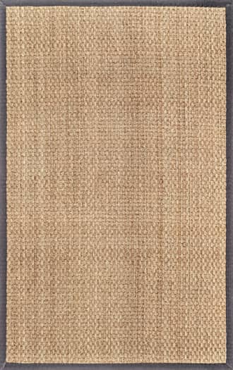 Dark Grey 5' x 8' Checker Weave Seagrass Rug swatch