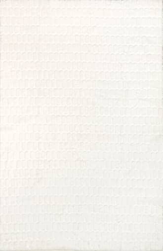 White Milazia Washable Honeycomb Faux Rabbit Rug swatch