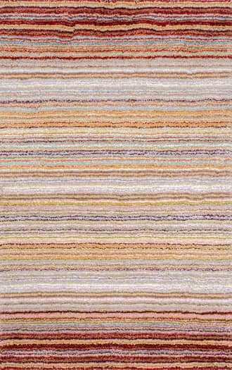 Red Multi Striped Shaggy Rug swatch