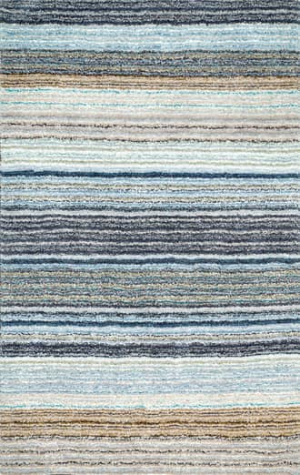 Teal 6' Striped Shaggy Rug swatch