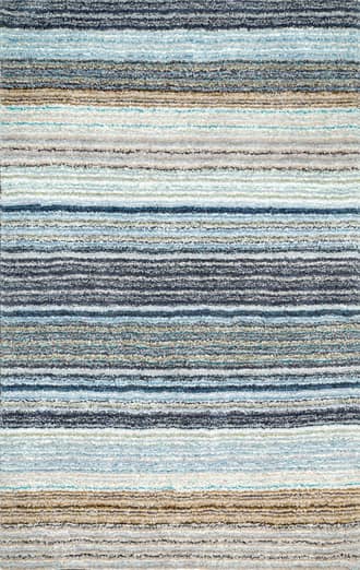 Teal 12' x 18' Striped Shaggy Rug swatch