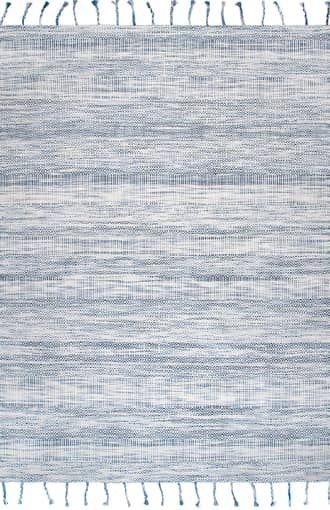Blue 3' x 5' Diamond Chevron Bands Tasseled Rug swatch