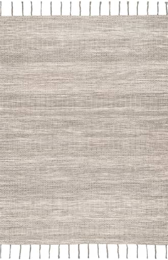 Beige 6' x 9' Diamond Chevron Bands Tasseled Rug swatch