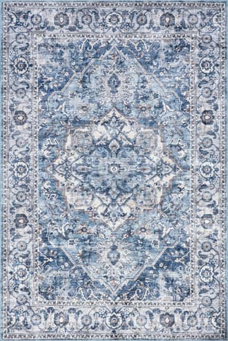 Blue Ailish Botanical Washable Rug swatch