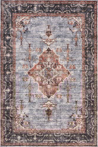 Dark Grey 4' x 6' Wild Orchid Washable Rug swatch