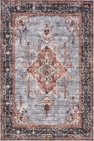 Dark Grey Wild Orchid Washable Rug swatch