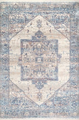 Light Blue 8' x 10' Fringed Medallion Rug swatch