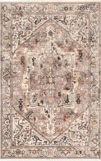 Light Brown 8' x 10' Fringed Medallion Rug swatch