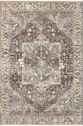 Dark Grey Fringed Medallion Rug swatch