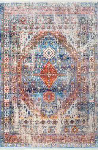 Blue 2' 6" x 8' Distressed Medallion Rug swatch