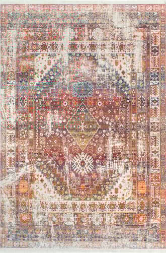 Rust 2' 6" x 8' Distressed Medallion Rug swatch