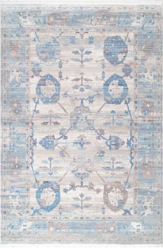 Light Blue 2' 6" x 6' Distressed Foliage Rug swatch