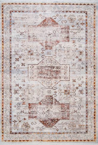 Beige 2' 6" x 12' Faded Native Panels Rug swatch