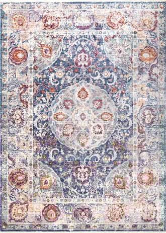 Navy Fading Pendent Medallion Fringe Rug swatch