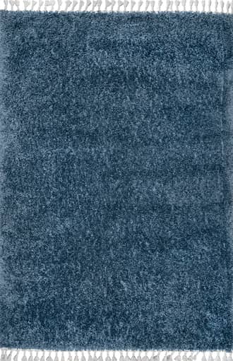 Navy 4' x 6' Dream Solid Shag with Tassels Rug swatch