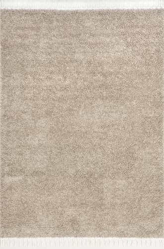 Beige 4' x 6' Dream Solid Shag with Tassels Rug swatch