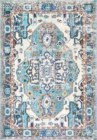 Blue 9' x 12' Mosaic Medallion Rug swatch