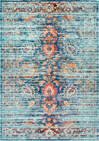 Aqua Floral Glory Rug swatch