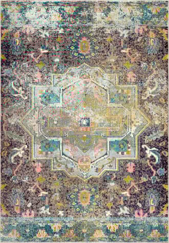 Aqua Floral Medallion Rug swatch