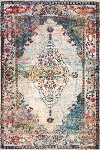 Blue 4' x 6' Iris Fading Oriental Medallion Rug swatch