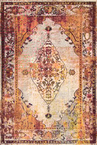 Burnt Orange 4' x 6' Iris Fading Oriental Medallion Rug swatch