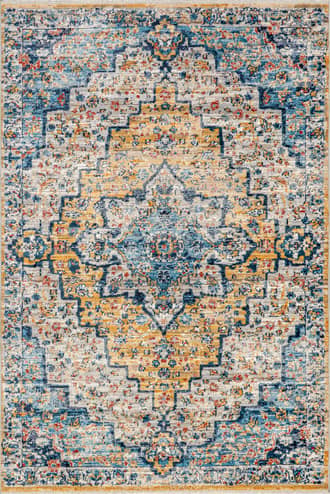 Yellow 2' x 3' Flourishing Medallion Rug swatch