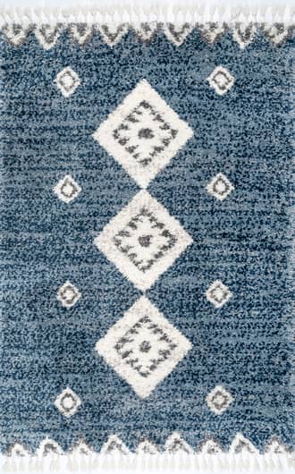 Blue Diamond Totem Shag With Tassels Rug swatch