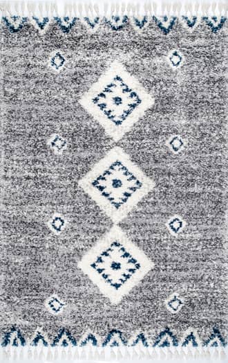 Grey Diamond Totem Shag With Tassels Rug swatch