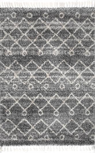 Grey Diamond Moroccan Shag With Tassels Rug swatch