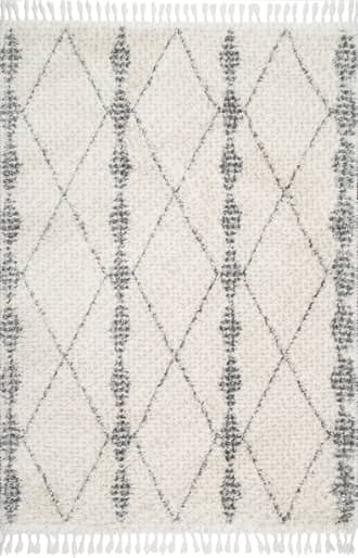 Beige Diamond Band Tassel Rug swatch