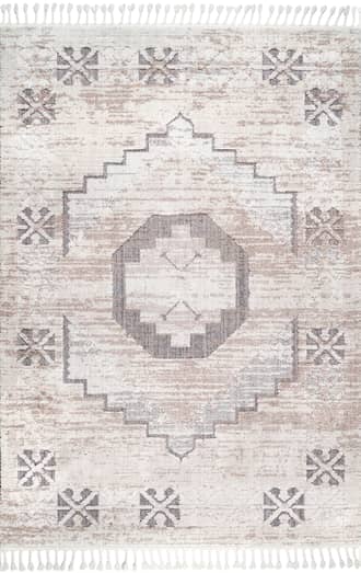 6' 7" x 9' Shaggy Barbed Medallion Tassel Rug primary image