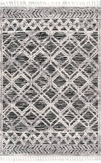Grey 8' Shaggy Lattice Tassel Rug swatch
