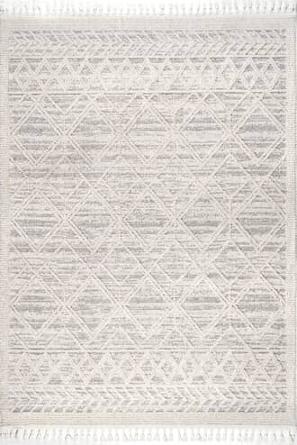 Light Grey 8' Shaggy Lattice Tassel Rug swatch