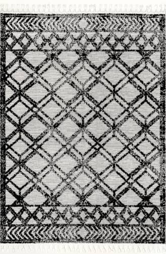 Charcoal 8' Shaggy Lattice Tassel Rug swatch