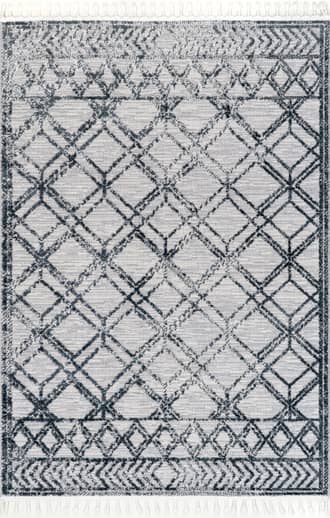 Light Blue 8' Shaggy Lattice Tassel Rug swatch