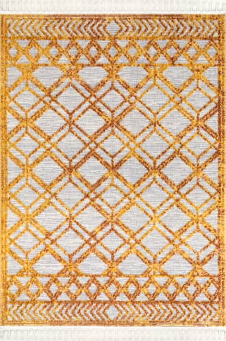 Marigold Shaggy Lattice Tassel Rug swatch