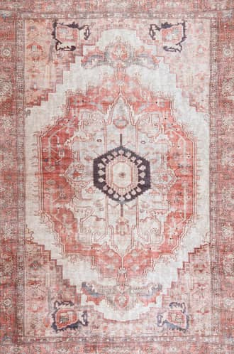 Blush 5' Iris Medallion Washable Rug swatch