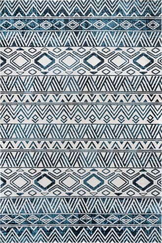 Blue 2' 6" x 8' Halsey Banded Washable Rug swatch