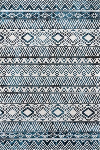 Blue Halsey Banded Washable Rug swatch