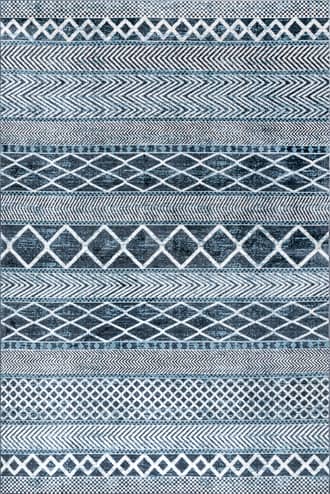 Blue 2' 6" x 8' Danika Washable Banded Rug swatch