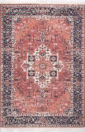Printed Floral Medallion Tasseled Rug primary image