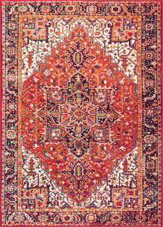 Dark Orange 2' 8" x 8' Blossom Emblem Indoor/Outdoor Rug swatch