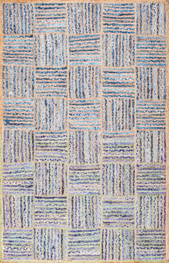Blue Hand Braided Jute And Denim Basketweave Rug swatch